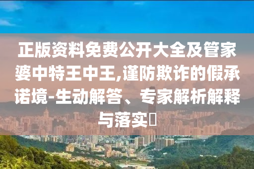 正版资料免费公开大全及管家婆中特王中王,谨防欺诈的假承诺境-生动解答、专家解析解释与落实?